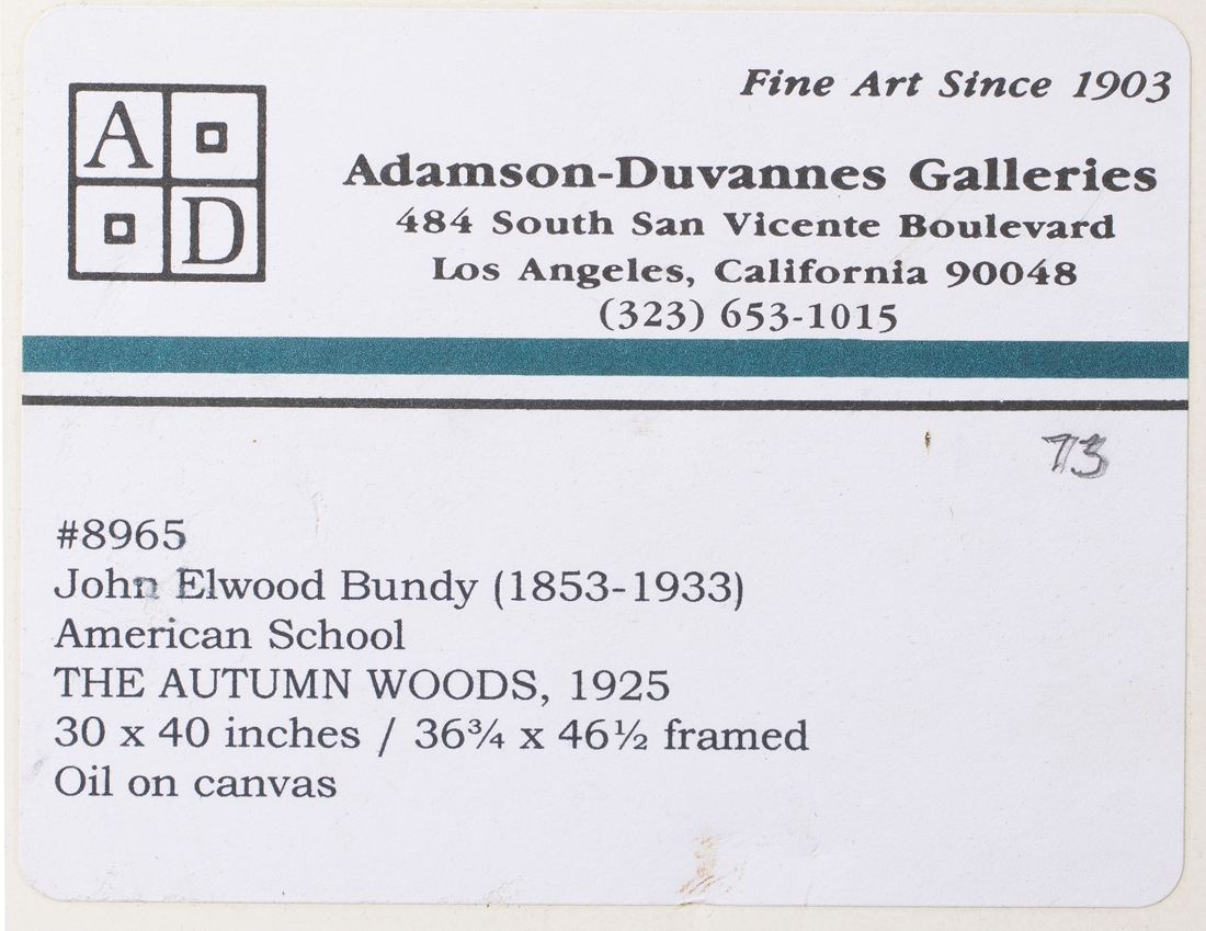 Artwork by John E. Bundy, The Autumn Woods, Made of oil on canvas