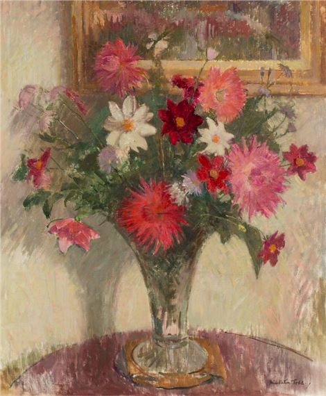Arthur Ralph Middleton Todd (British 1891-1966)/Still Life of Summer Flowers in a Vase/signed/oil on canvas by Arthur Ralph Middleton Todd