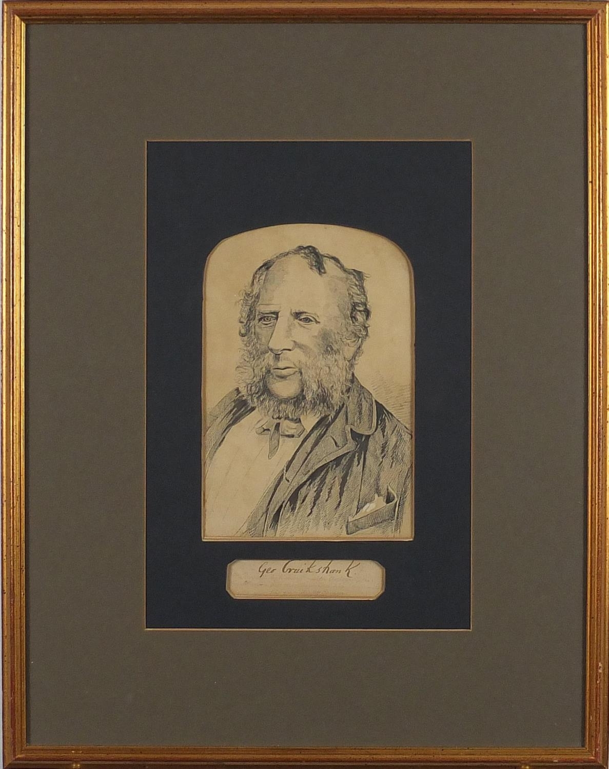 Artwork by George Cruikshank, George Cruikshank - Self portrait with autograph, Made of ink on paper