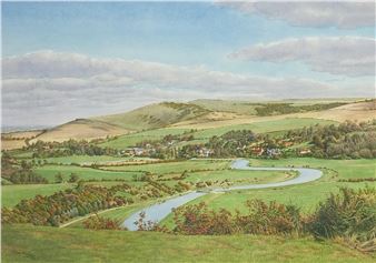 Joan Morgan ARCA - Watercolour titled 'Windover from High and Over' - Joan Morgan