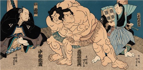 Utagawa Kunisada | Wood block print of Sumo | MutualArt