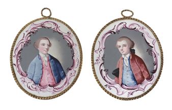 A pair of London enamel oval portrait plaques - Susan English
