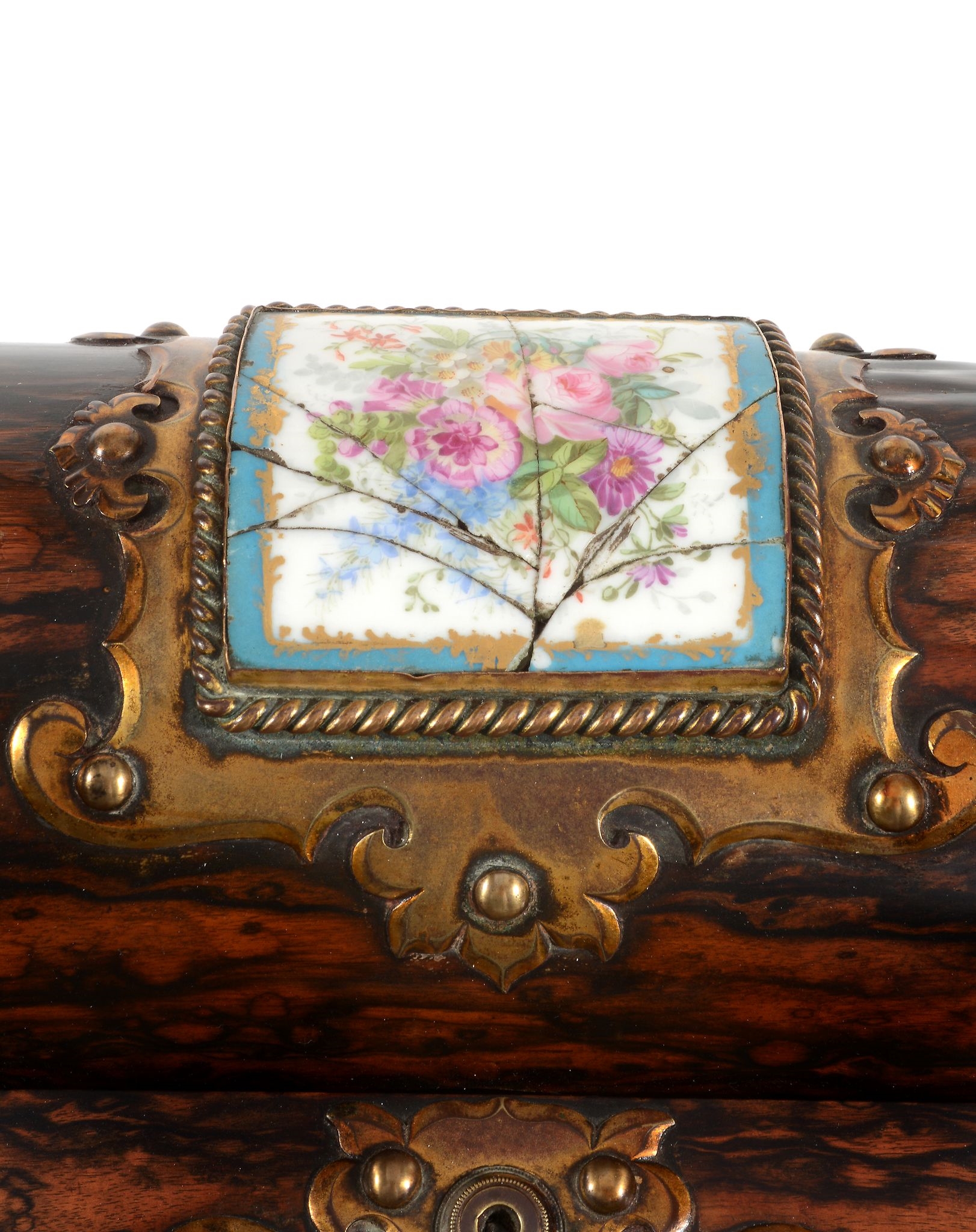 Artwork by A. Simpson, A Victorian coromandel and Paris porcelain mounted writing slope, Made of porcelain mounted