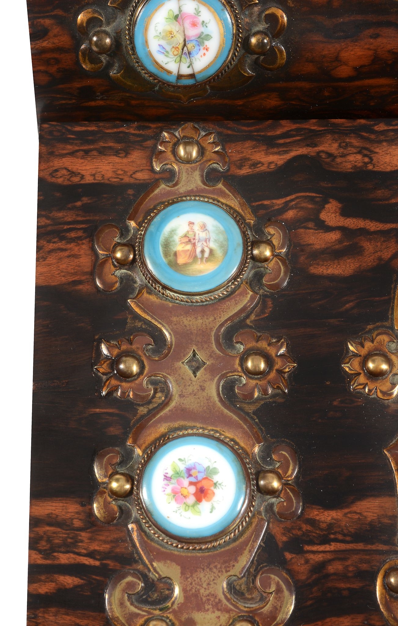 Artwork by A. Simpson, A Victorian coromandel and Paris porcelain mounted writing slope, Made of porcelain mounted