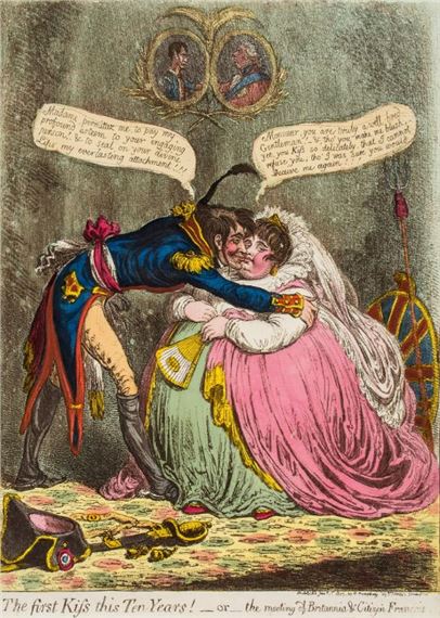 Gillray (James) - The first Kiss this Ten Years! _ or _ the meeting of Britannia & Citizen François