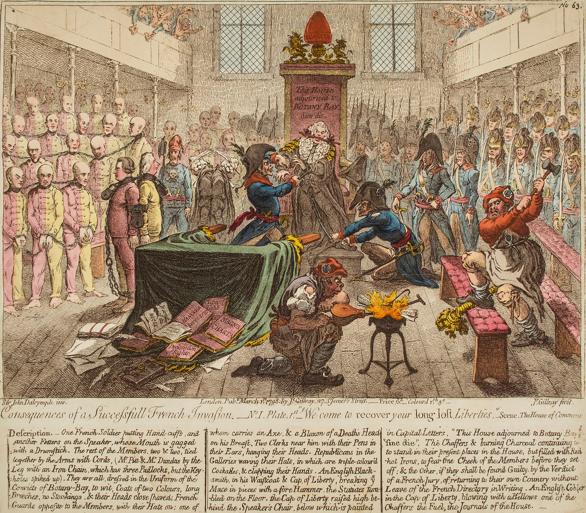 Artwork by James Gillray, Gillray (James) - Consequences of a Successfull French Invasion - No.I, Made of hand coloured etchings