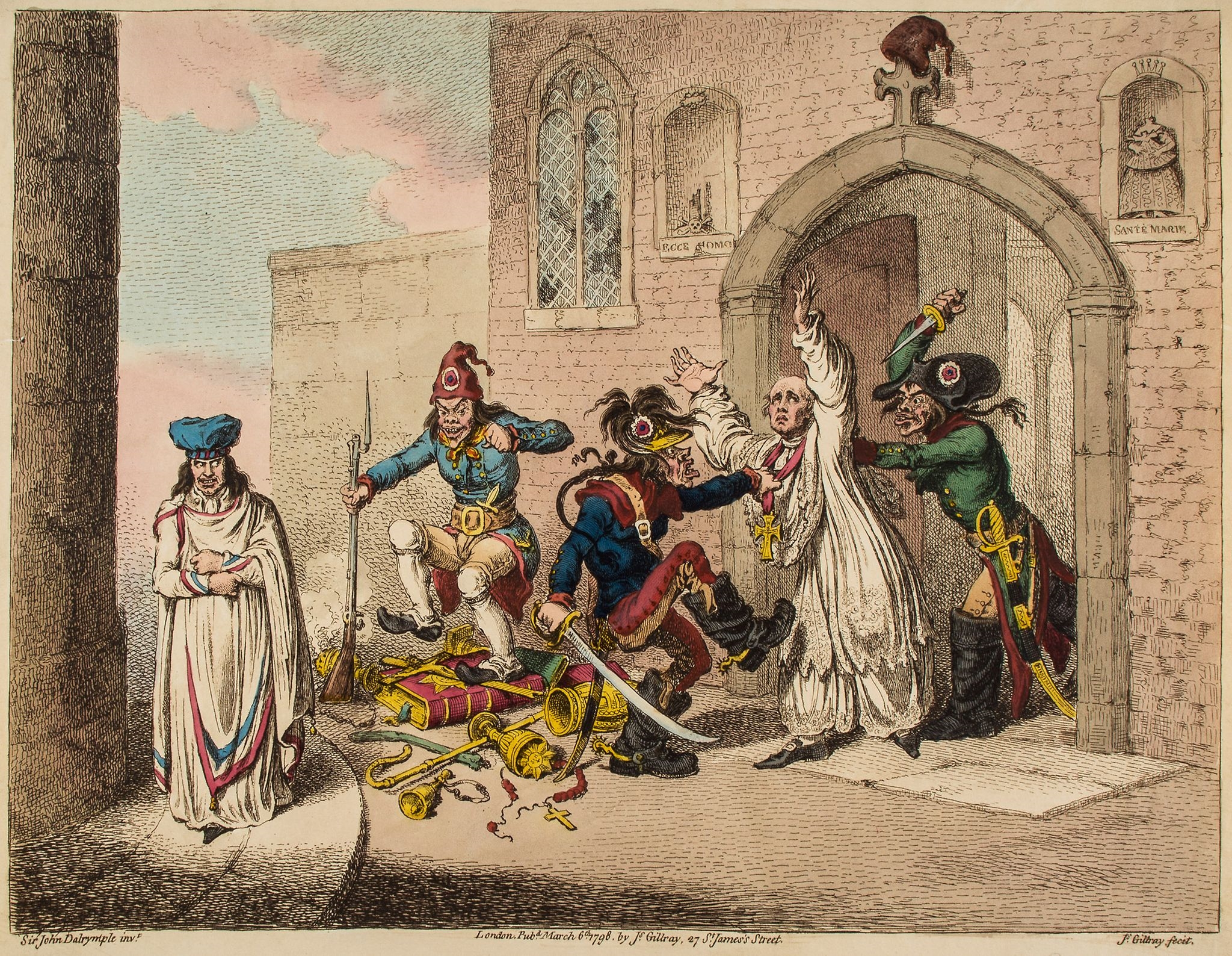Artwork by James Gillray, Gillray (James) - Consequences of a Successfull French Invasion - No.I, Made of hand coloured etchings