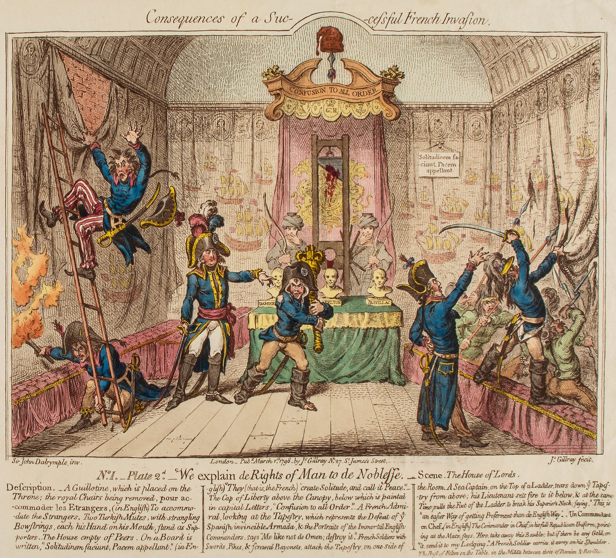 Artwork by James Gillray, Gillray (James) - Consequences of a Successfull French Invasion - No.I, Made of hand coloured etchings