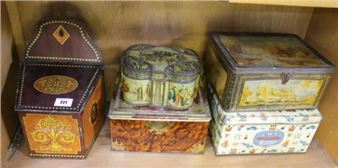 A quantity of mixed antique and later biscuit tins to include a Huntley and Palmers `Olympian` - John Buchanan