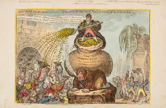 Gillray (James) - John-Bull and the Sinking-Fund _ Petty scheme for Reducing the... John-Bull and the Sinking-Fund _ P(r)etty scheme for Reducing the Taxes - & off the National Debt