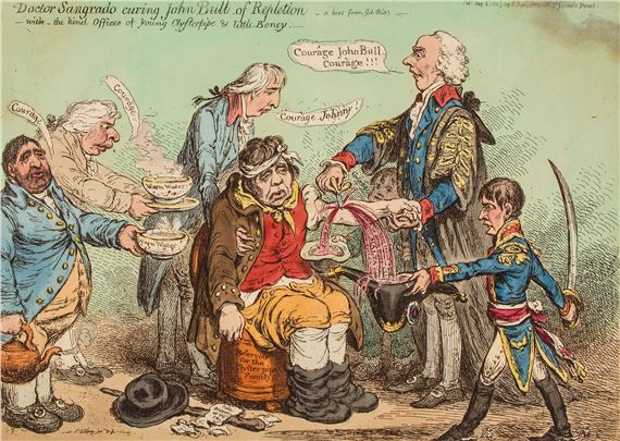 Gillray (James) - Doctor Sangrado curing John Bull of Repletion by James Gillray, 1803