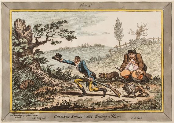 Gillray (James) - Hounds Finding; Cockney-Sportsmen finding a Hare