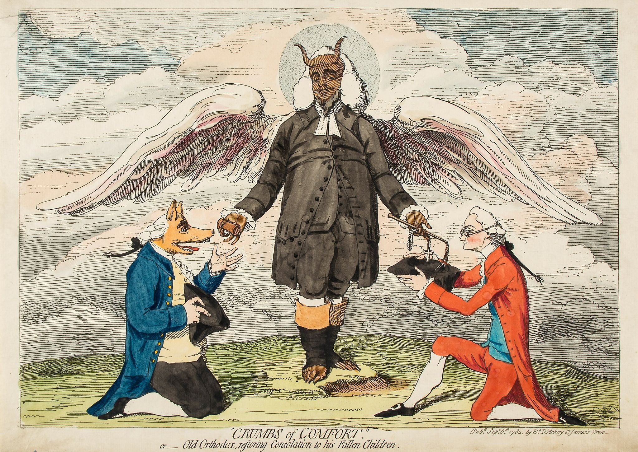 Artwork by James Gillray, Gillray (James) - The Kettle hooting the Porridge-Pot; Crumbs of Comfort, Made of hand coloured etchings