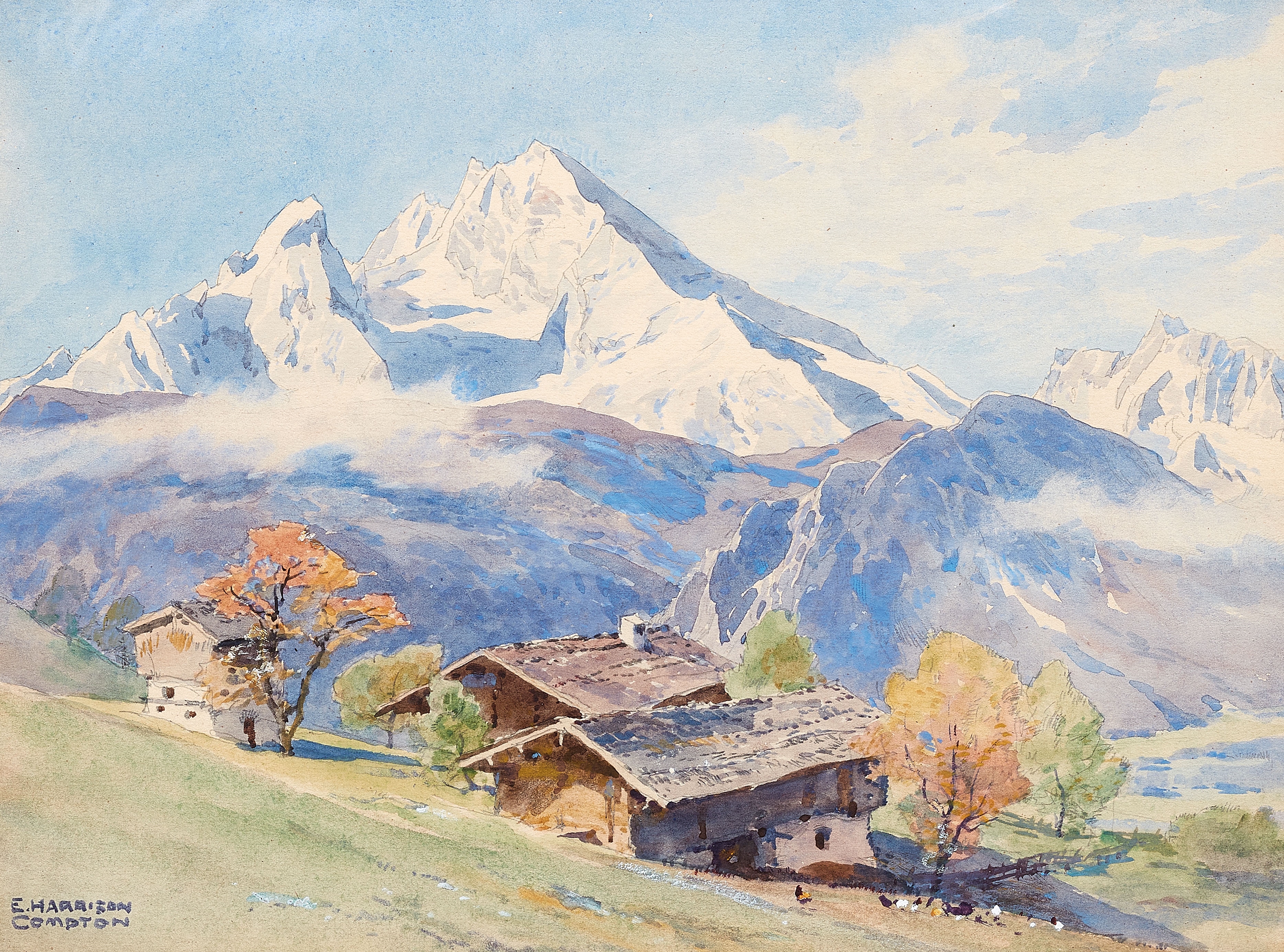 Edward Harrison Compton | Berchtesgaden landscape with a view of the ...