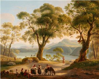 Italian Landscape with a Lake and Shepherds - Michelangelo Pacetti