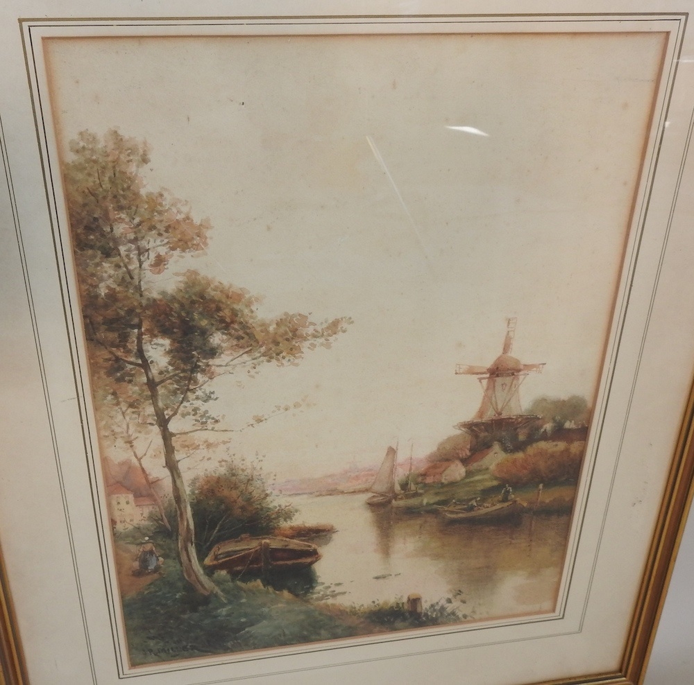 James Robertson Miller | River landscape with windmill | MutualArt