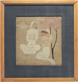 Zwei sitzende Akte, Baum rechts. - Moissey Kogan