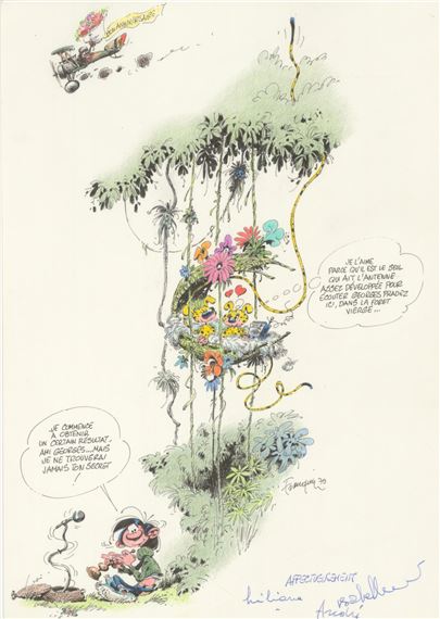 Gaston Lagaffe et le Marsupilami rendant hommage à Georges Pradez, 1979 by André Franquin, 1979
