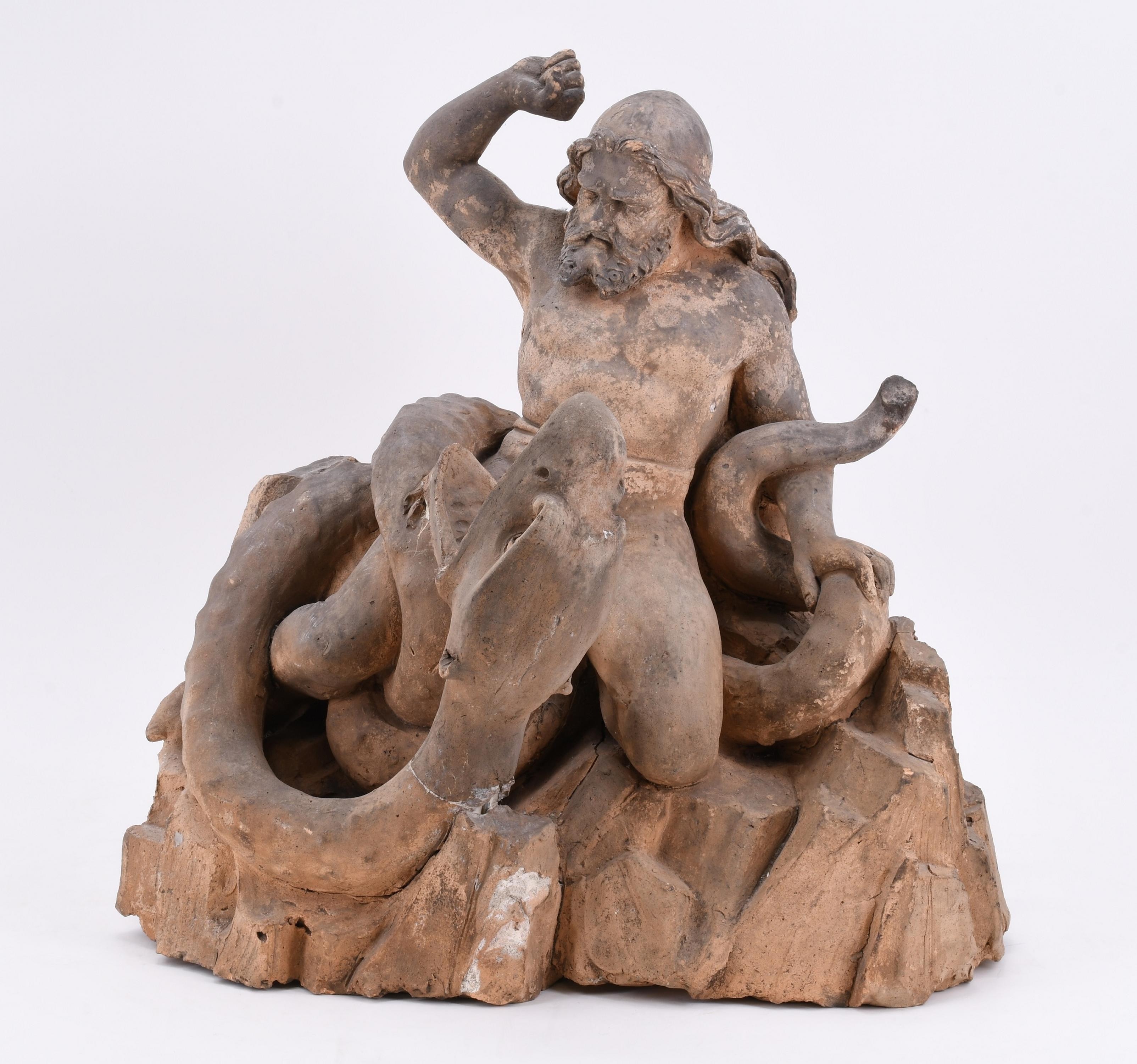 Greek Statue Man Fighting Snake
