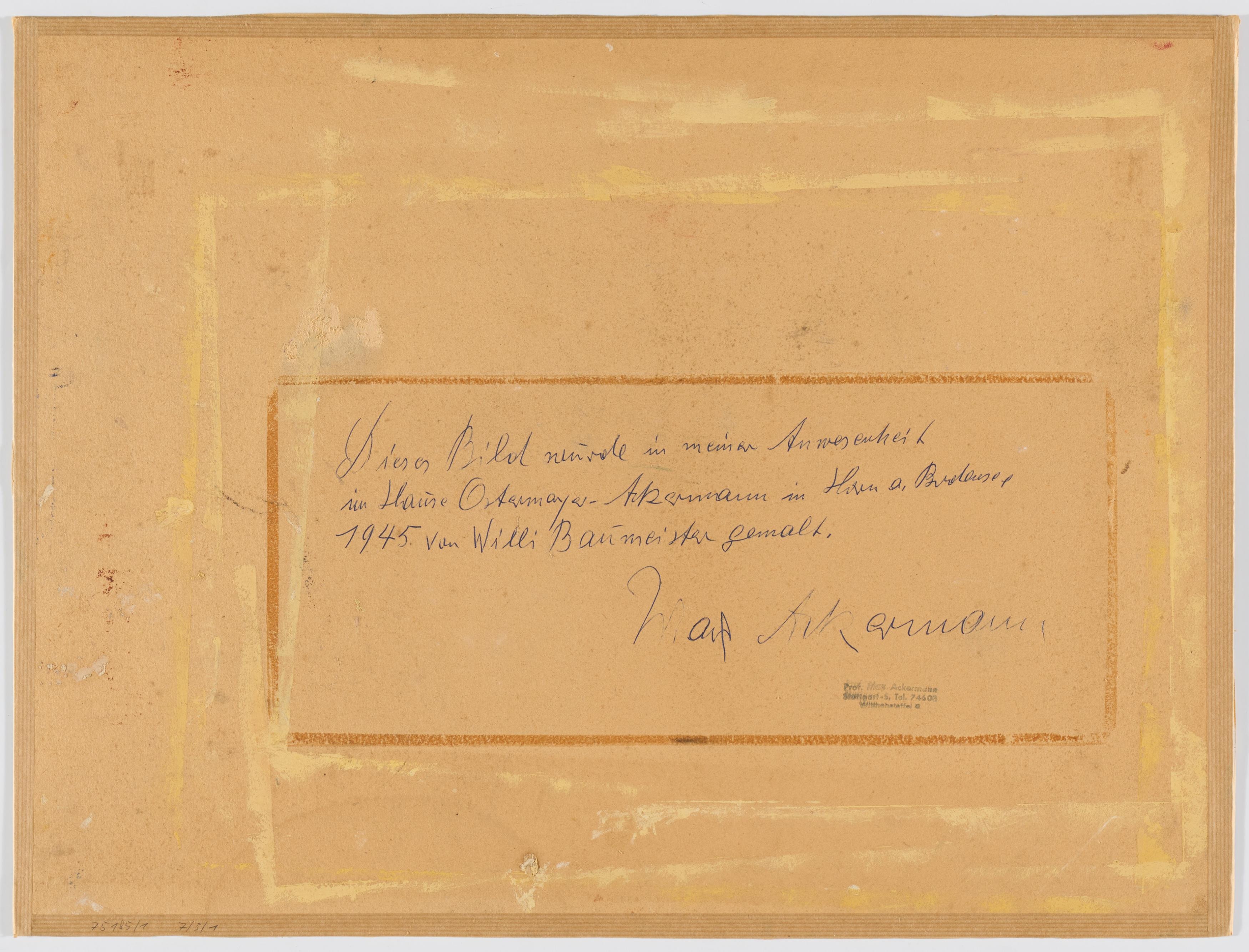 Artwork by Willi Baumeister, Helle Figuren auf Dunkel., Made of Oil on card