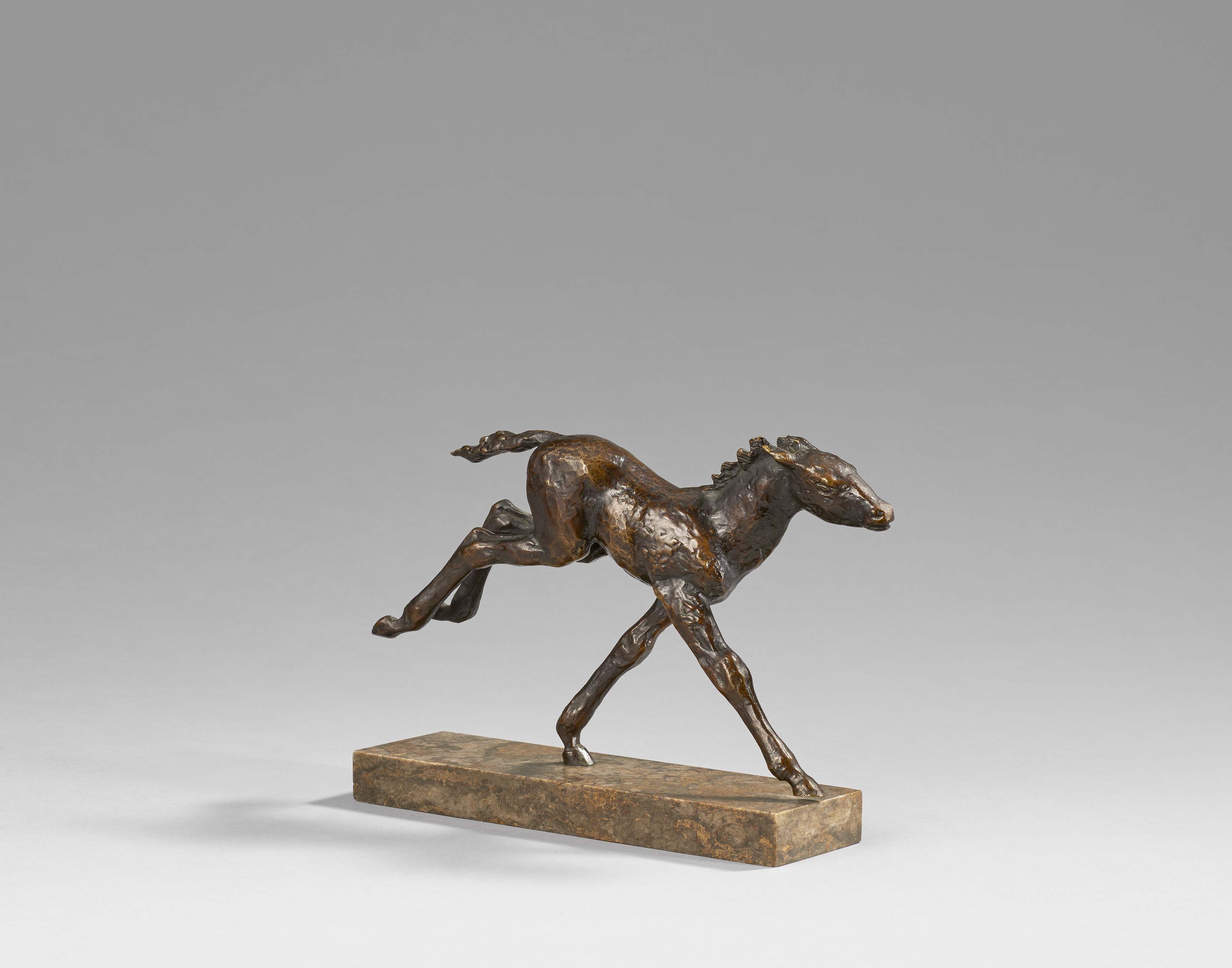 Artwork by Renee Sintenis, "Jagendes Fohlen (Galoppierendes Fohlen)"., Made of Bronze