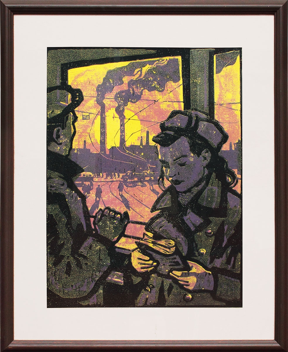 Artwork by Konstantin Borisovich Nazarov, Working morning, Made of Paper, autolithography