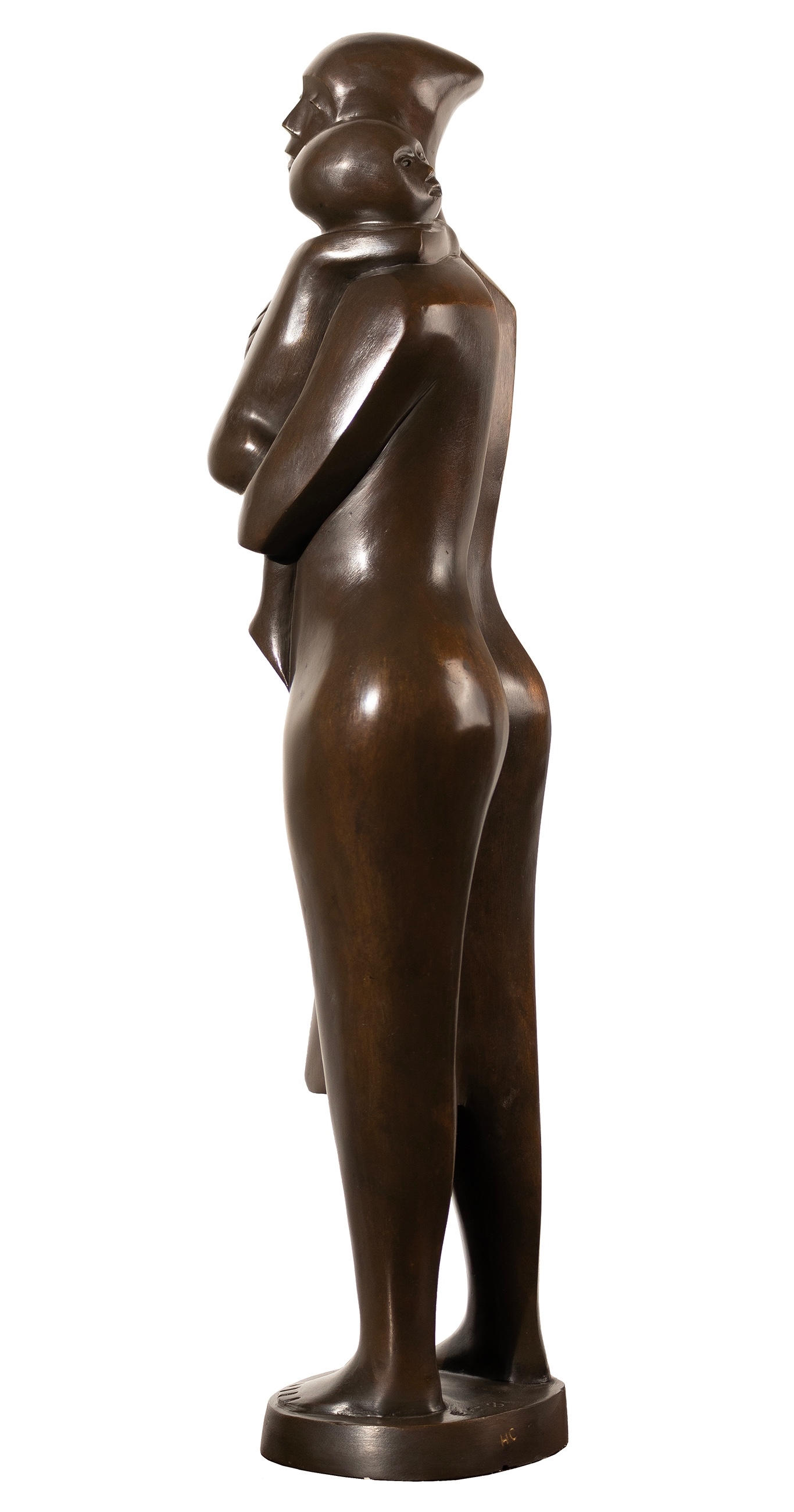 Artwork by Elizabeth Catlett, Standing Mother and Child, Made of bronze with dark patina