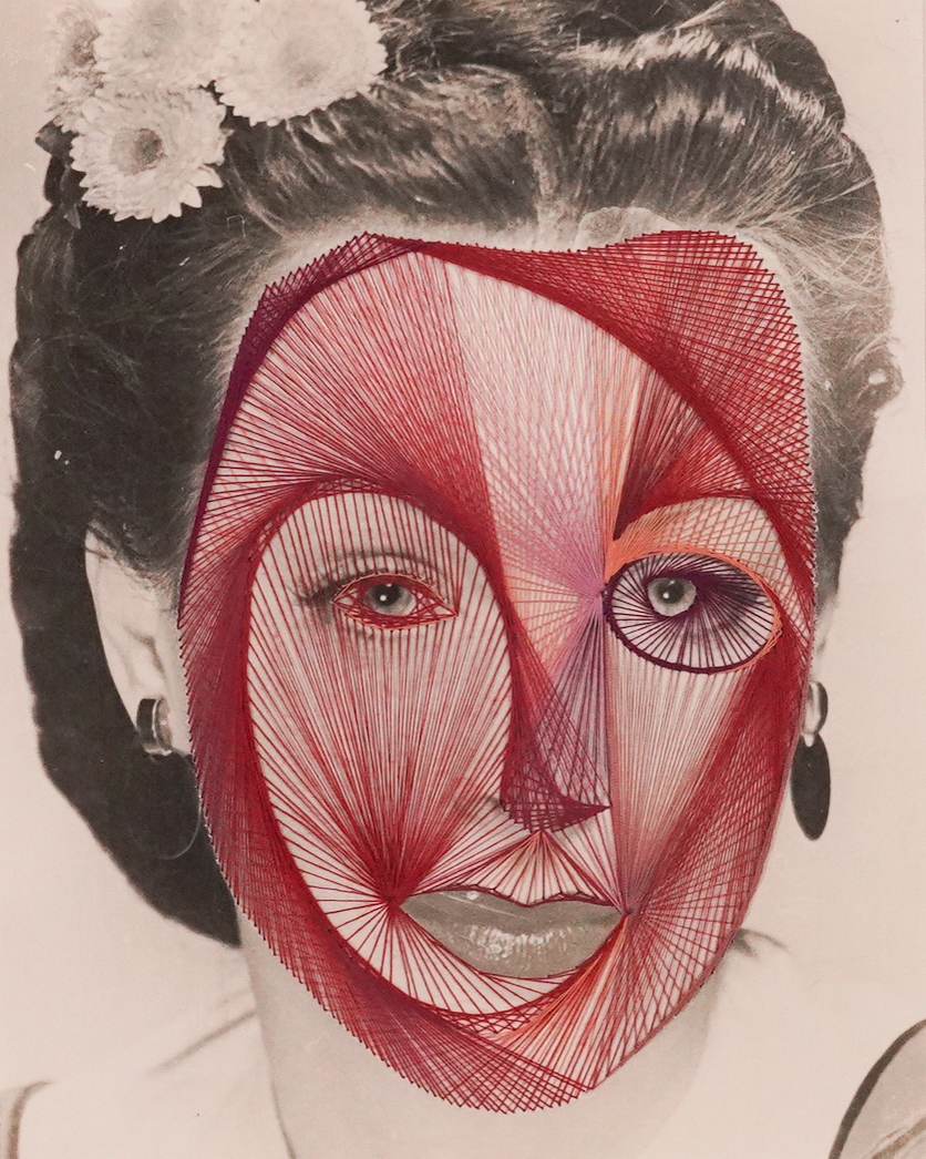 Artwork by Maurizio Anzeri, Untitled, Portrait of a woman, Made of mixed media