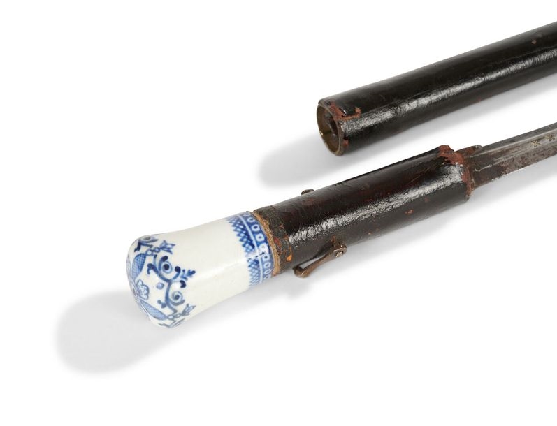 Artwork by Saint-cloud, Very rare cane with system forming cane sword, Made of cane in metal