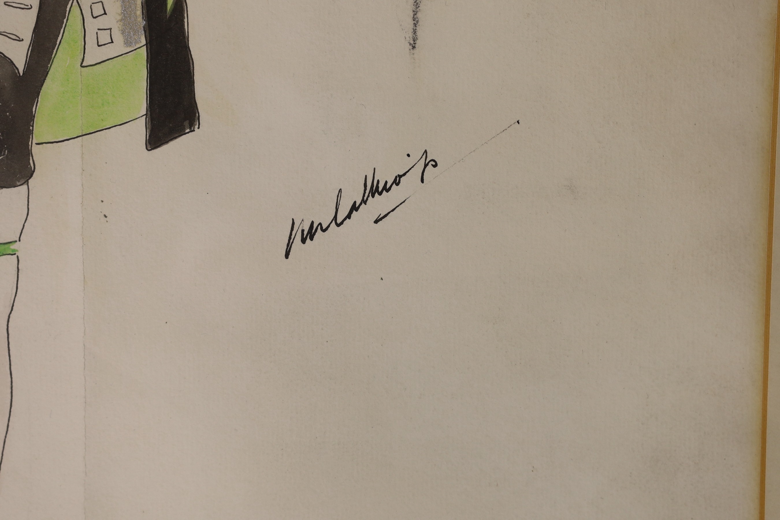 Gladys E. M. Calthrop two ink and watercolour costume designs for