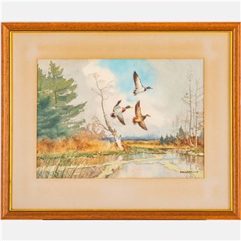 River Landscape with Ducks - Richard Ware