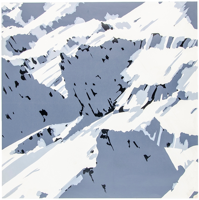 Artwork by Chris Richter, Schweizer Alpen, Made of Color serigraph on light cardboard. Mounted under passepartout.