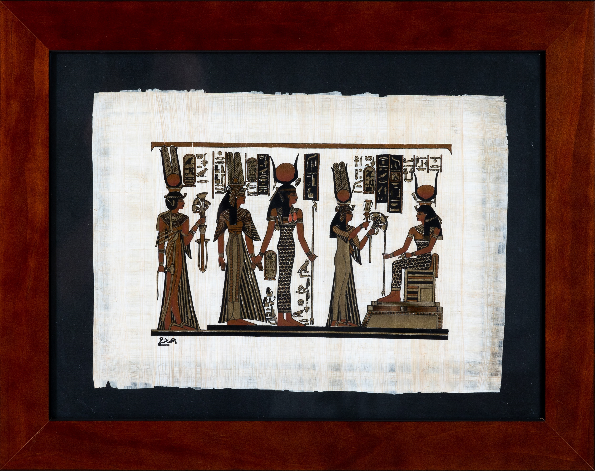 Artwork by Adel Ghabour, An Adel Ghabour papyrus depicting figural scene, Made of papyrus