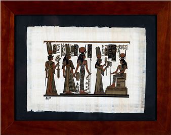 An Adel Ghabour papyrus depicting figural scene - Adel Ghabour