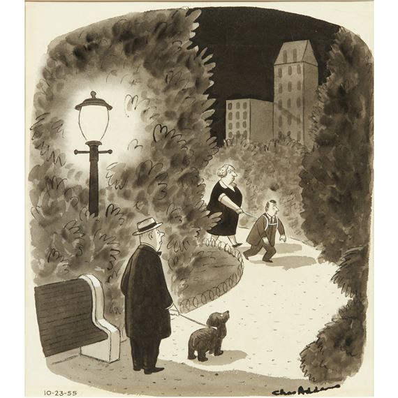 Charles Addams Walking the Dog (1955) MutualArt