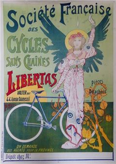 SOCIÉTÉ FRANÇAISE des CYCLES sans chaînes LIBERTAS. Printed by Kossuth & Cie - John Duch