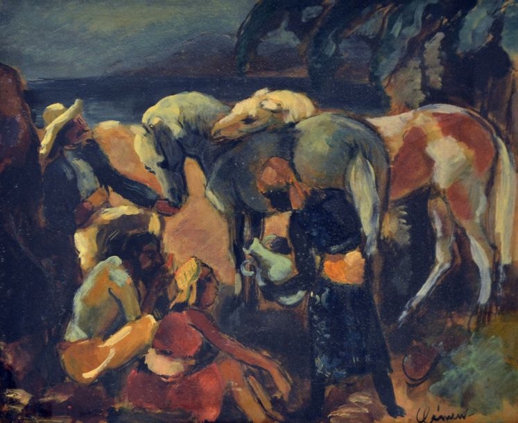 Charles Clément | Charles CLÉMENT (1889-1972) Chevaux et personnages au ...