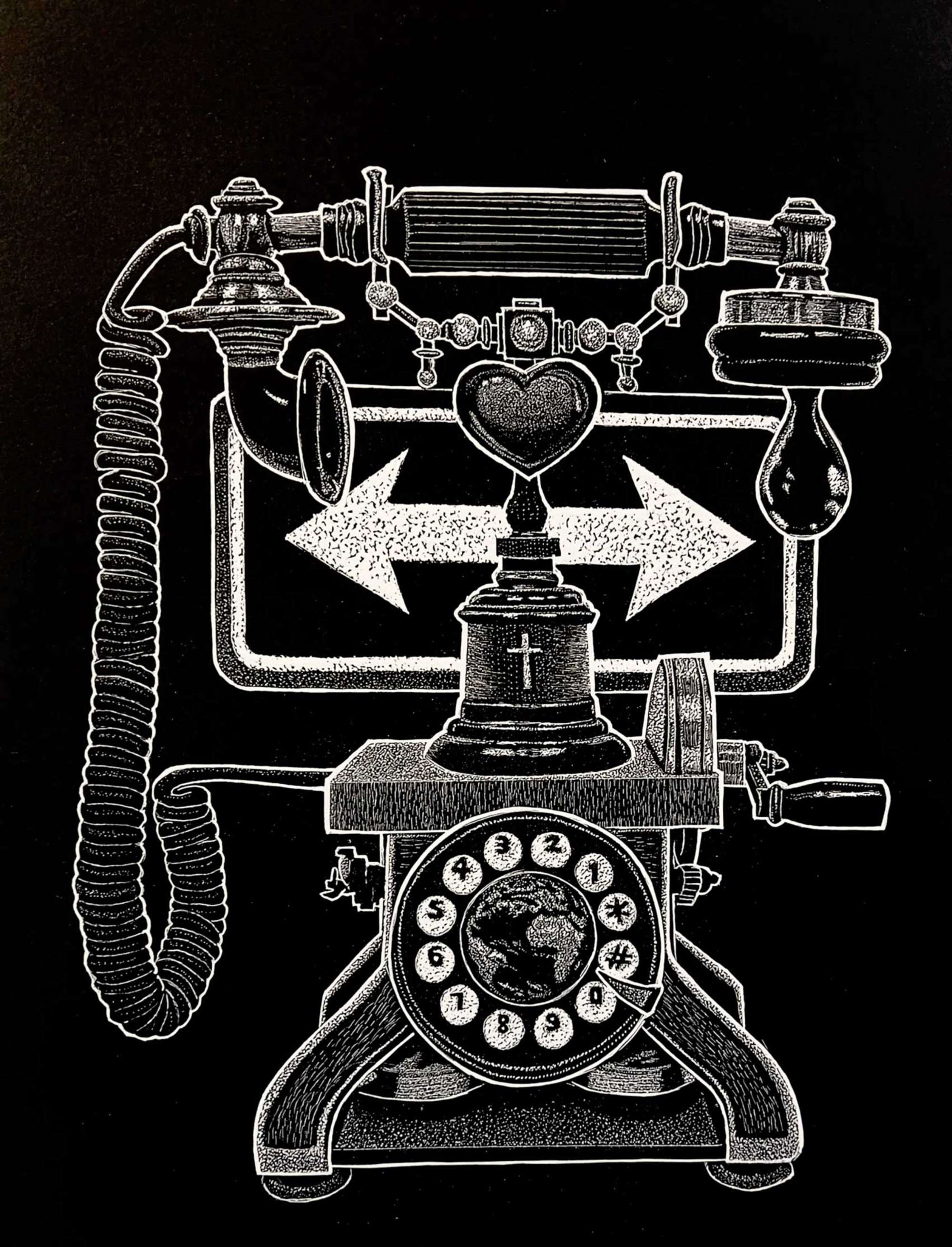 Artwork by Ade Adesina, Ace of Spades, Made of Linocut on paper