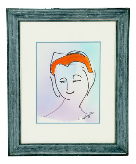 Phyllis Diller 1917-2012 Mixed Media Theo Painting by Phyllis Diller, 1988