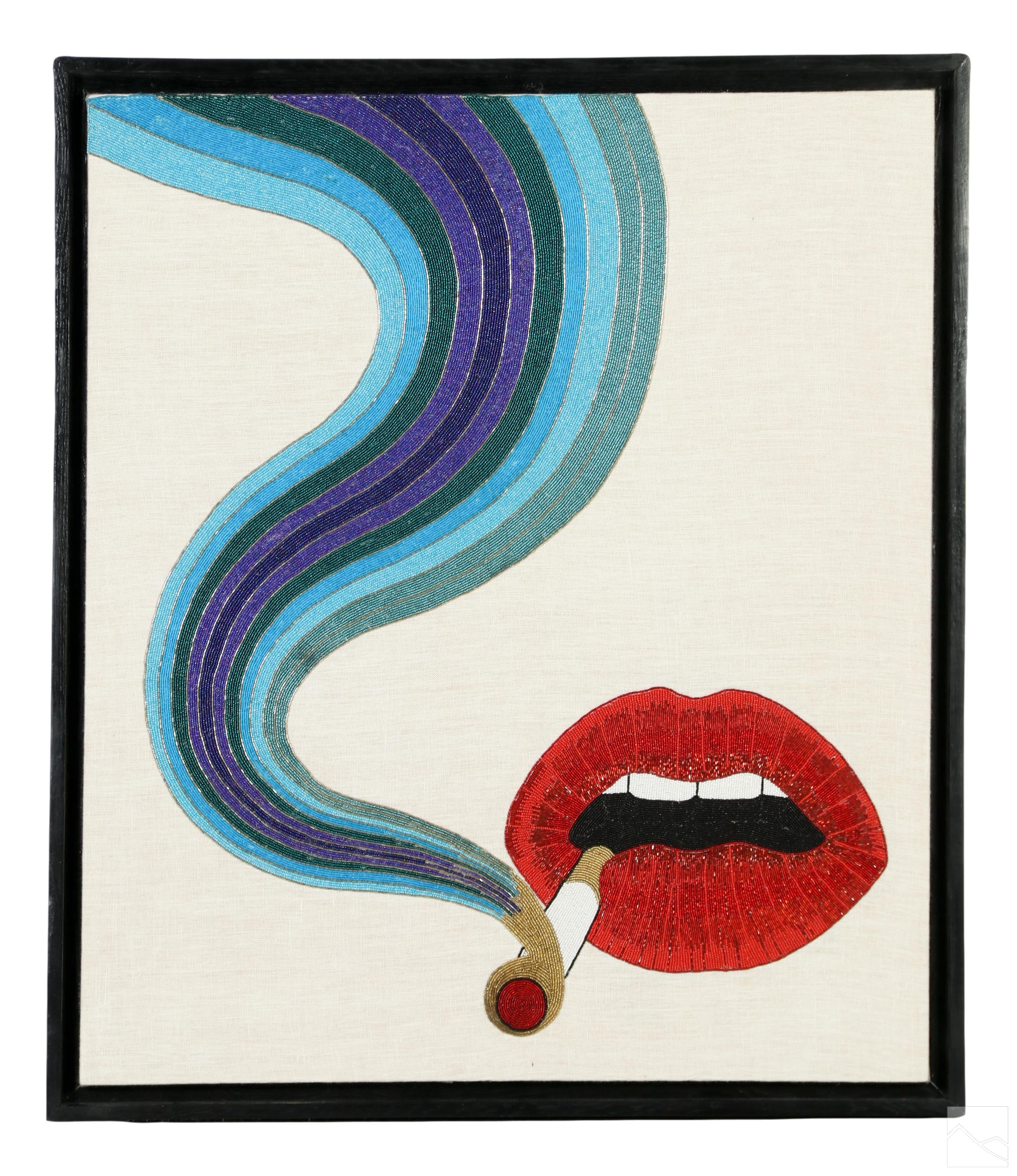 Jonathan Adler | Jonathan Adler b.1966 Smoking Lips Beaded Wall Art ...