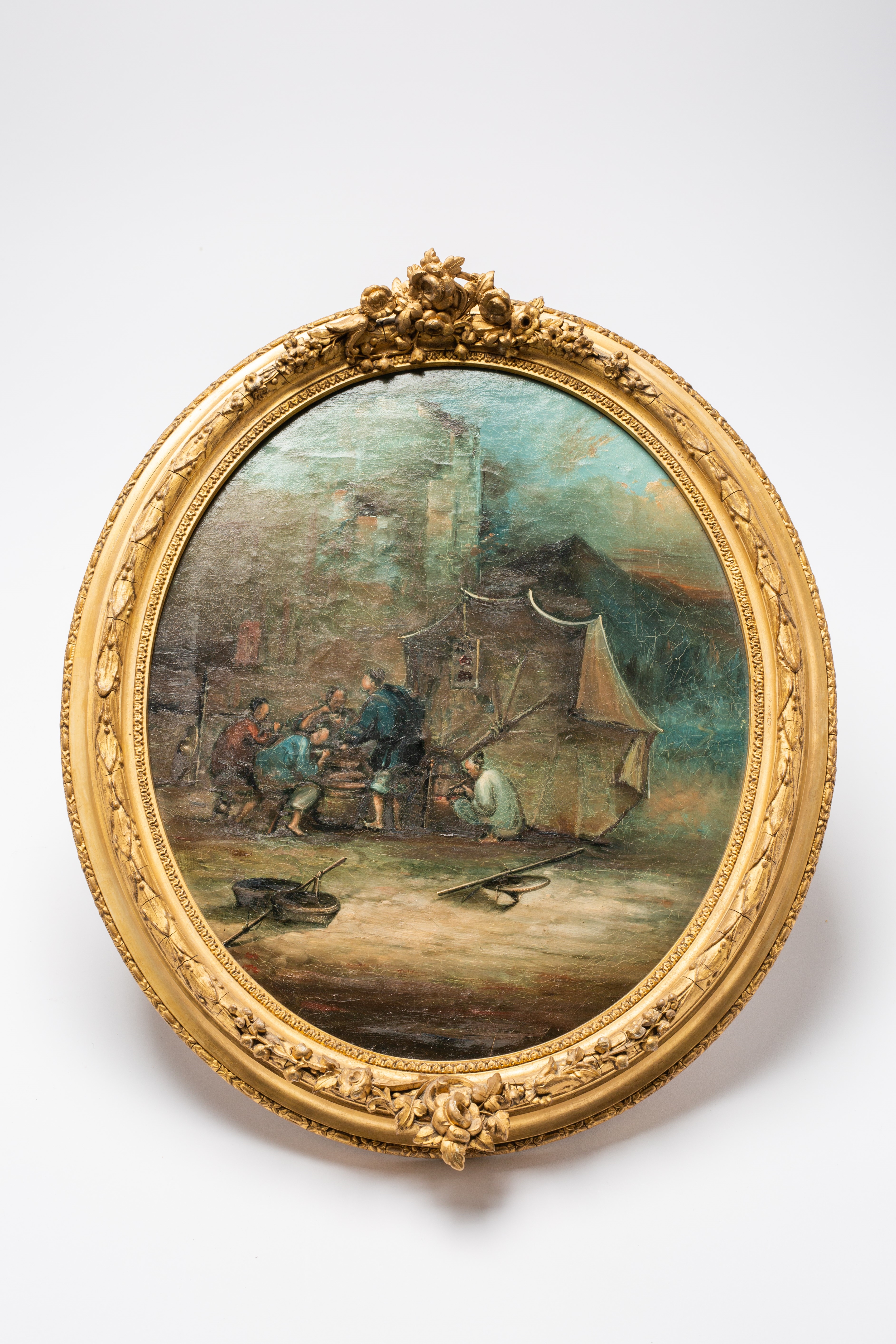 Artwork by Hing Qua, Three oval portraits, Made of OIL ON CANVAS