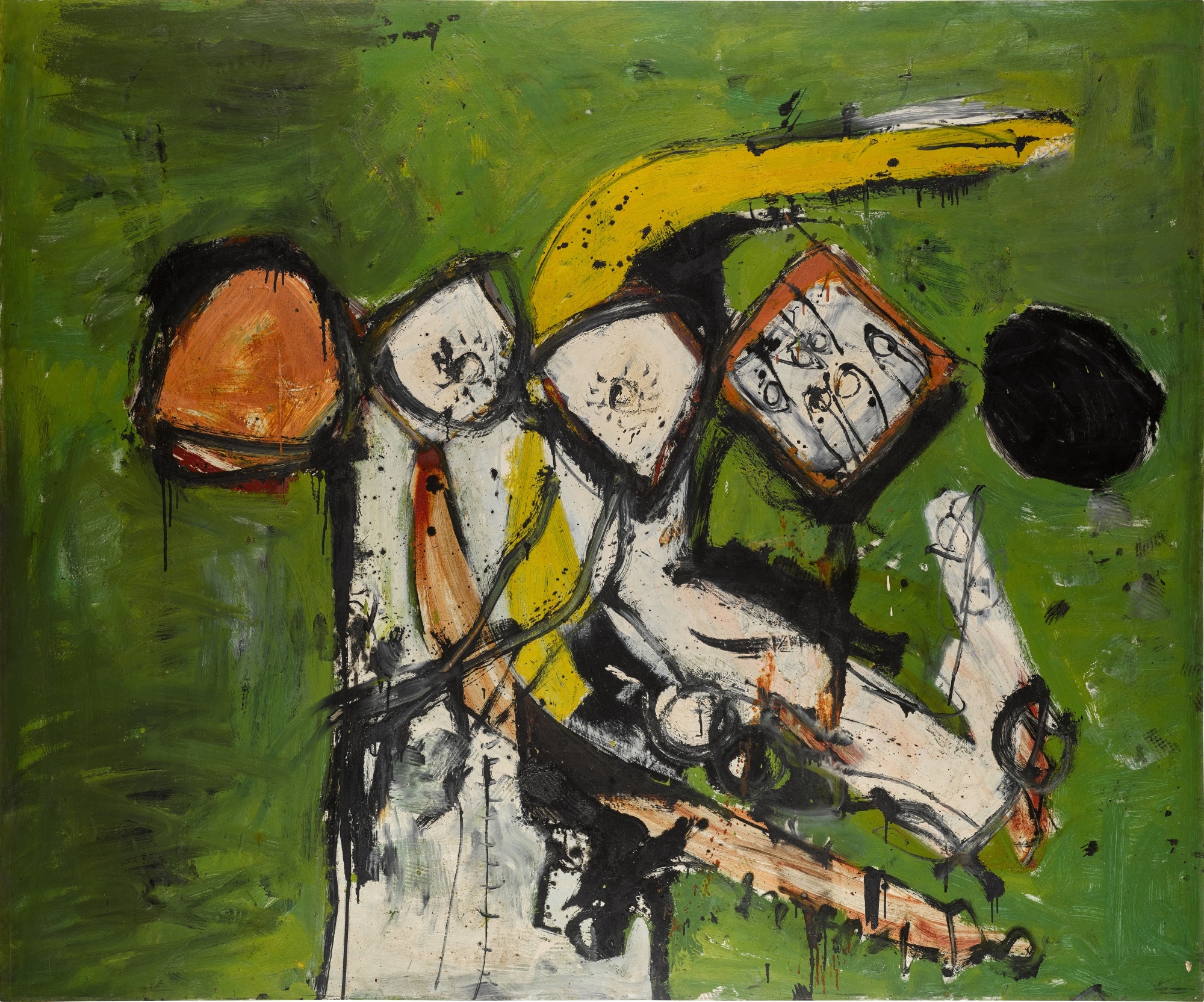 Artwork by Alan Davie, Goddess of the Green, Made of oil on masonite