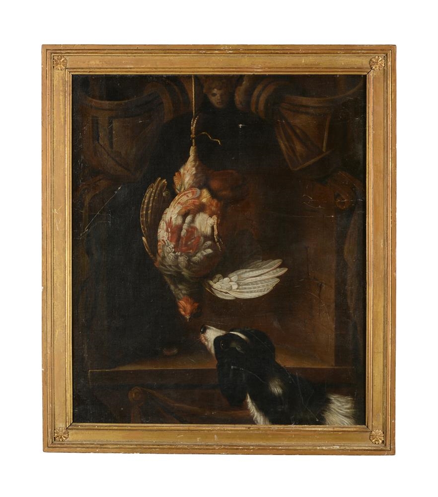 Enoch Seeman | A PARTRIDGE IN A SCULPTED CARTOUCHE, WITH A SPANIEL ...