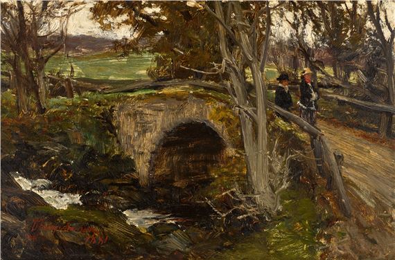 Crossing the Bridge, Inveraray by David Farquharson, dated 1881