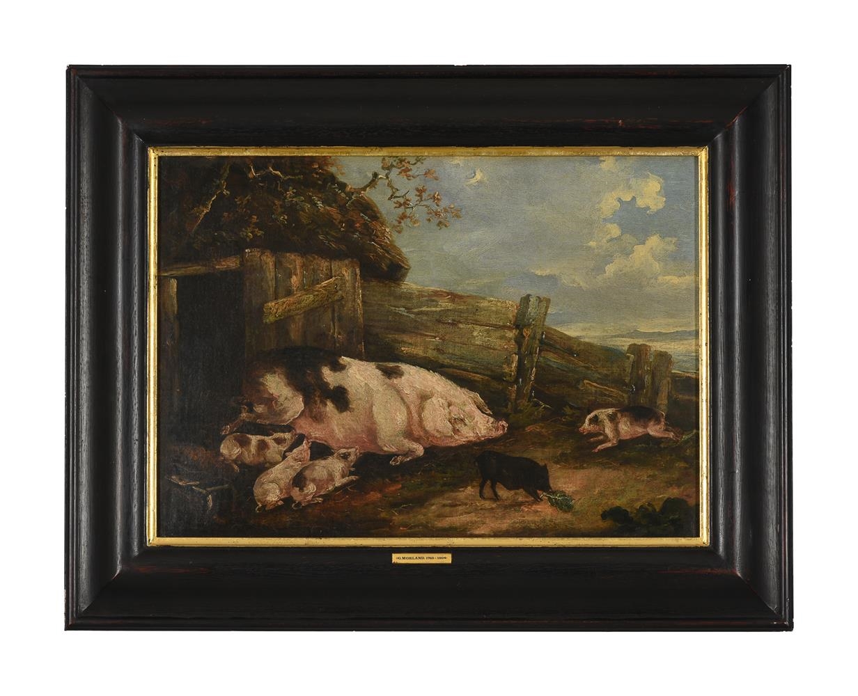 George Morland | SOW AND PIGLETS BY A STY (1794) | MutualArt