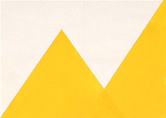 Gelbe Aufgipfelung vor weißem Grund by Hermann Glöckner, 1977
