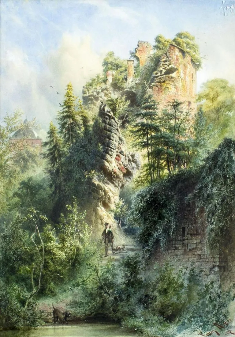 Lorenz Ritter | Landscape with Castle Ruins (1872) | MutualArt
