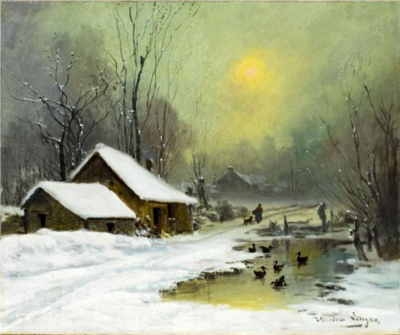 Winter Country Landscape by Théodore Sevigne