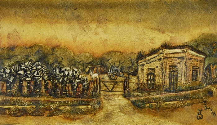 Artwork by Esteban Semino, JUNTADOR DE HUESOS, Made of Oil on hardboard