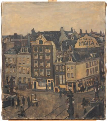 Gezicht op de Amstel met de Blauwbrug en rechts de Amstelstraat by C. Hund